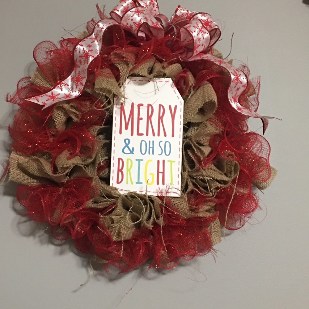 💥Rustic burlap & red Christmas wreath💥 🎄